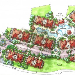 3D render of a residential building with balconies and palm trees (Miramar)