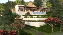 Casa Kuypers – Lot 08 SF.2 residence rendering with lawn and palm trees