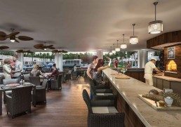 Njoi Marina Village – waterfront promenade with shops and marina, architectural rendering by Hugo Coello Architects