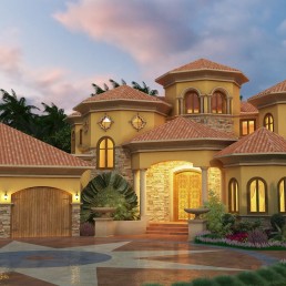 Private Residence – Casa Hugo front elevation with arches, balcony, and courtyard entry