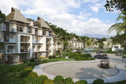 Santa Fé Condominiums – street elevation of modern residential building with balconies