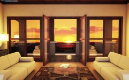 Lux Villas – rooftop/terrace lounge with pergola and seating, resort view