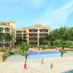 Wexham – house rendering with pastel facade, balconies, and palm trees (version 30000)